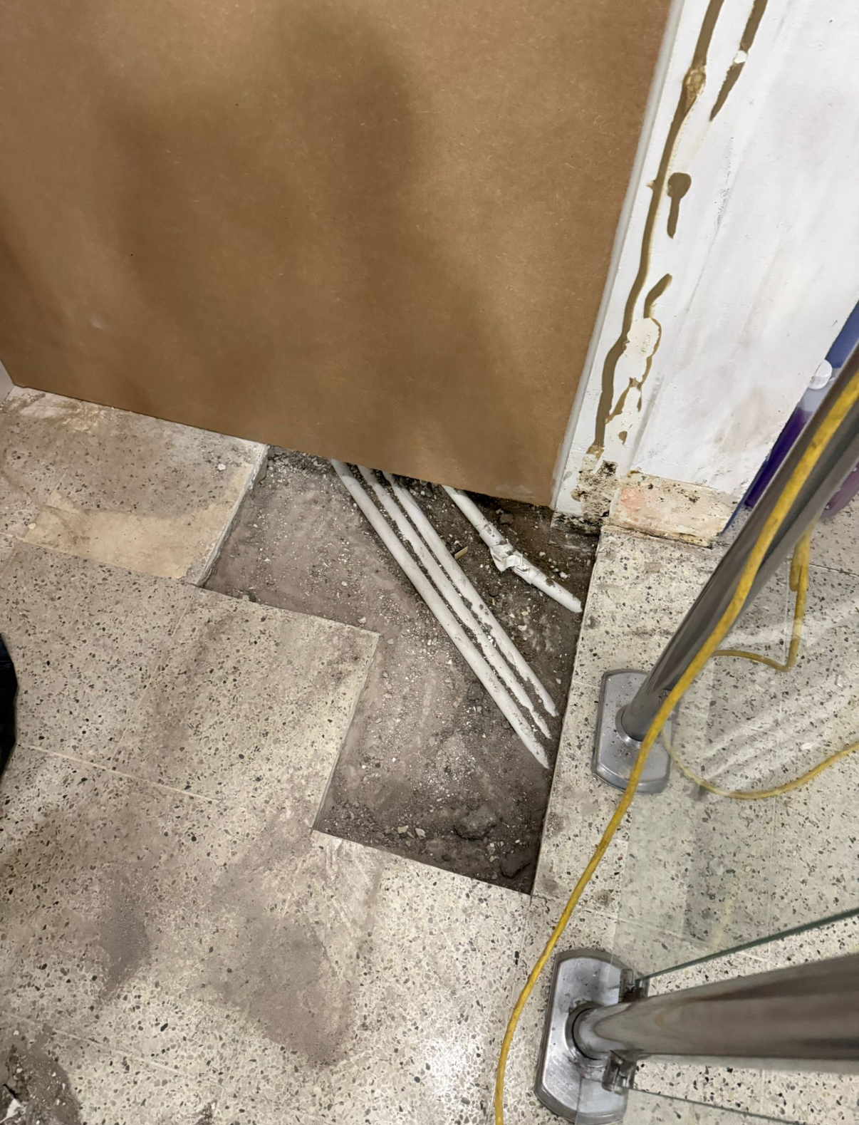 Terrazzo floor tile removal and replacement